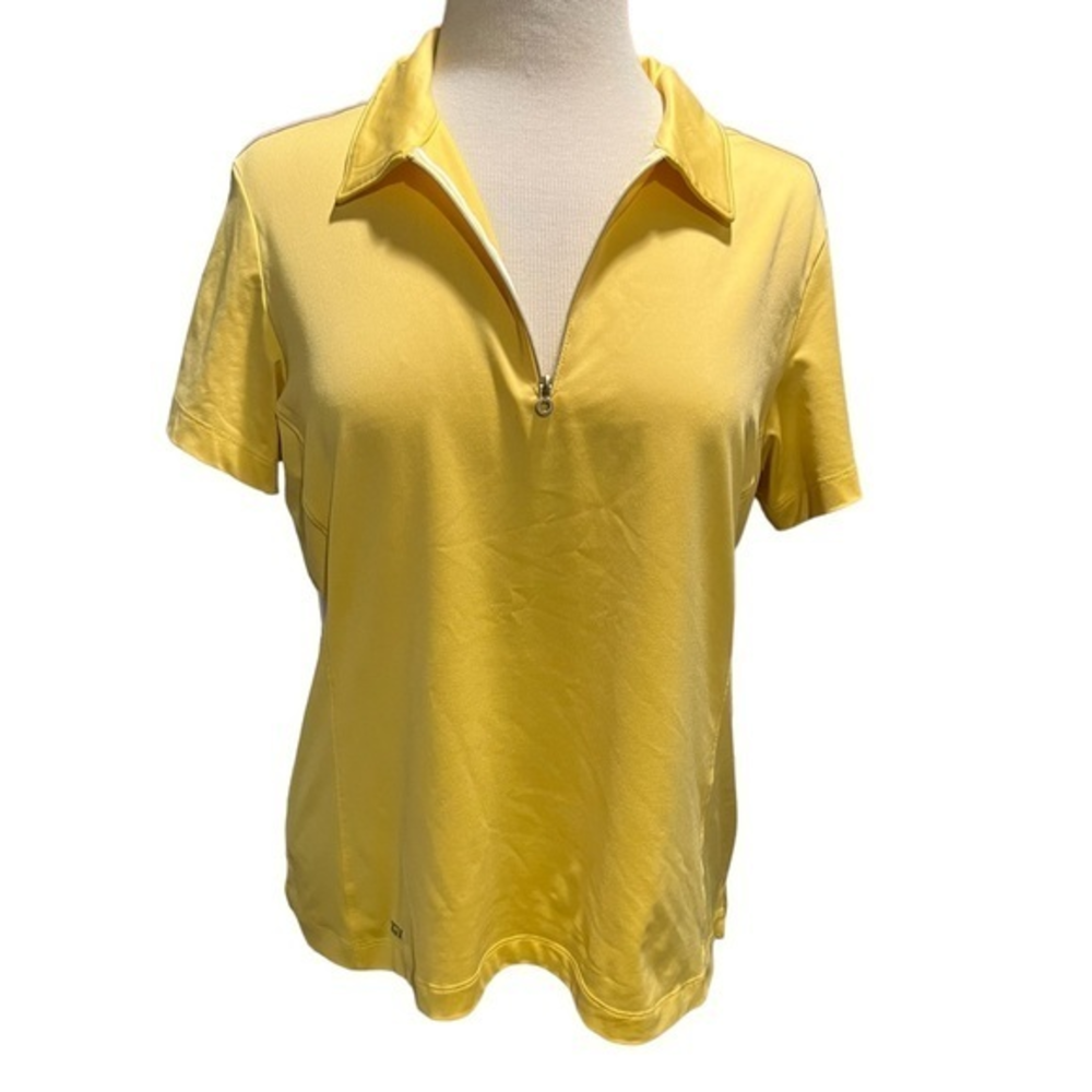 Tail‎ Womens Golf Polo Shirt Yellow Quarter Zip Short Sleeve Large #55